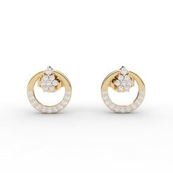 0.76 CT Round Cut Certified VS/SI Lab Grown Diamond Stud Earrings 925 Sterling Silver With Vermeil Gold