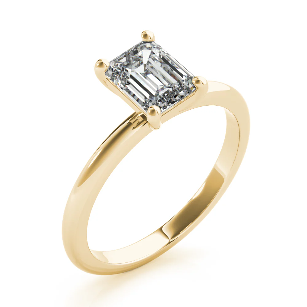 Certified 1.00 CT Emerald  Cut EF VS/SI Lab Grown Diamond Engagement Ring 925 Sterling Silver With Vermeil Gold