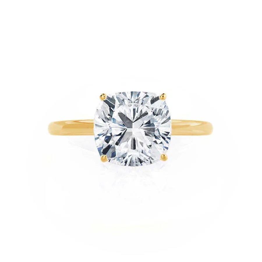 Certified 1.00 CT Cushion Cut EF VS/SI Lab Grown Diamond Engagement Ring 925 Sterling Silver With Vermeil Gold