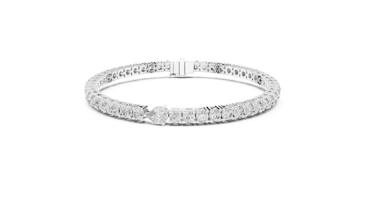 5.75CT EF VS/SI Lab Grown Round Certified Diamond Tennis Wedding Bracelet For Women's 14K White Gold