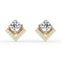 0.80 CT Round Cut Certified VS/SI Lab Grown Diamond Stud Earrings 925 Sterling Silver With Vermeil Gold