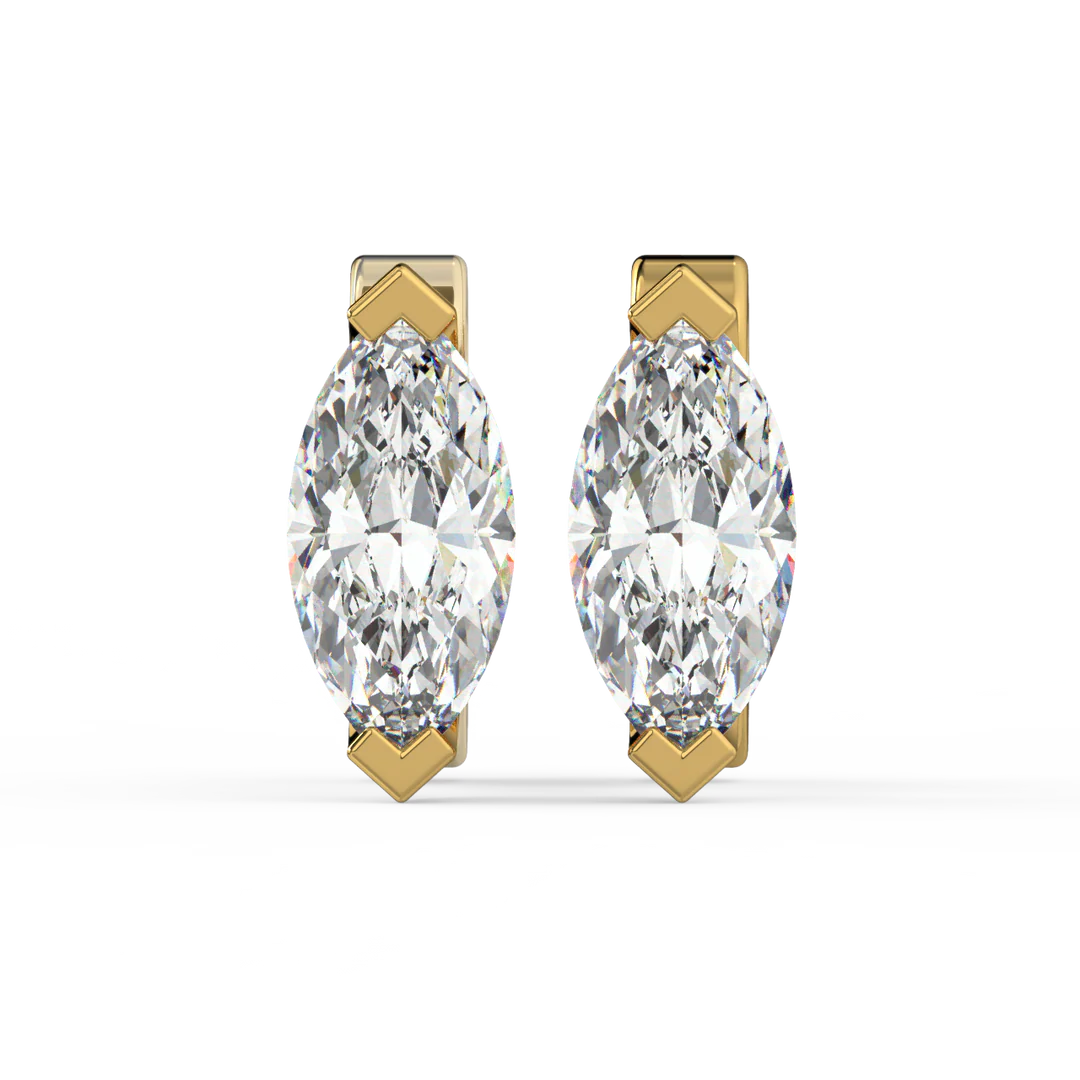 0.50 CT Marquise Cut Certified VS/SI Lab Grown Diamond Stud Earrings 925 Sterling Silver With Vermeil Gold