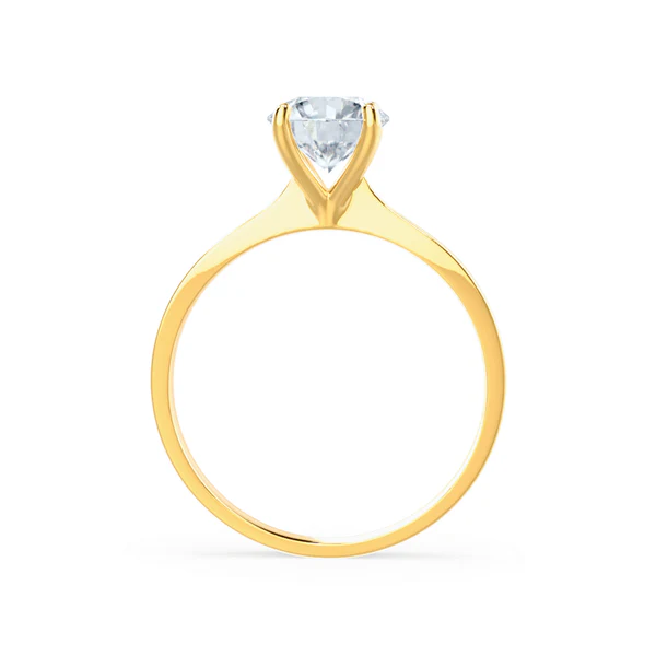 Certified 1.00 CT Round Cut EF VS/SI Lab Grown Diamond 925 Sterling Silver With Vermeil Gold  4 Prong Engagement Ring