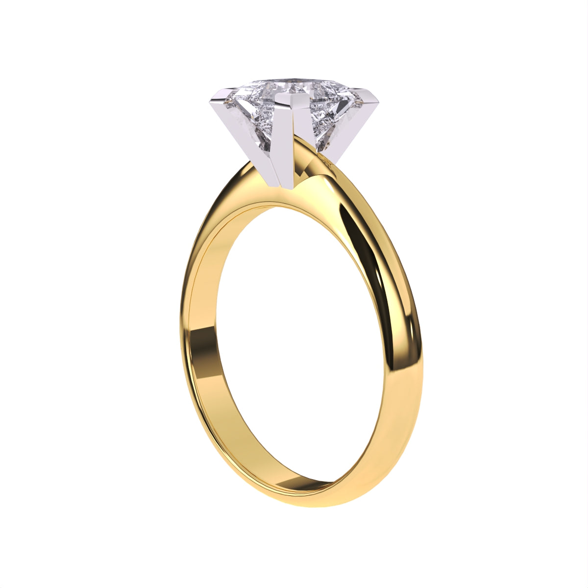 Engagement Ring Certified 1.00 CT Princess Cut EF VS/SI Lab Created Diamond 925 Sterling Silver With Vermeil Gold