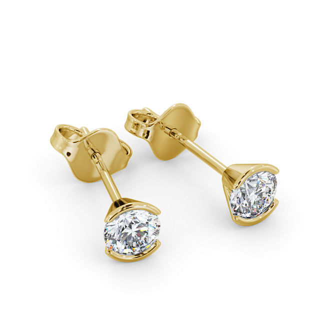 Nordic Gold Stud Bezel Set Earrings Certified 1.00 CT VS/SI Lab Grown Diamond (Demi-Fine)