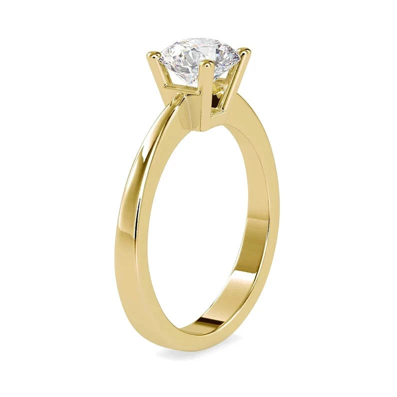 1.00 CT Certified EF VS/SI Lab Grown Diamond Wedding Ring 925 Sterling Silver With Vermeil Gold