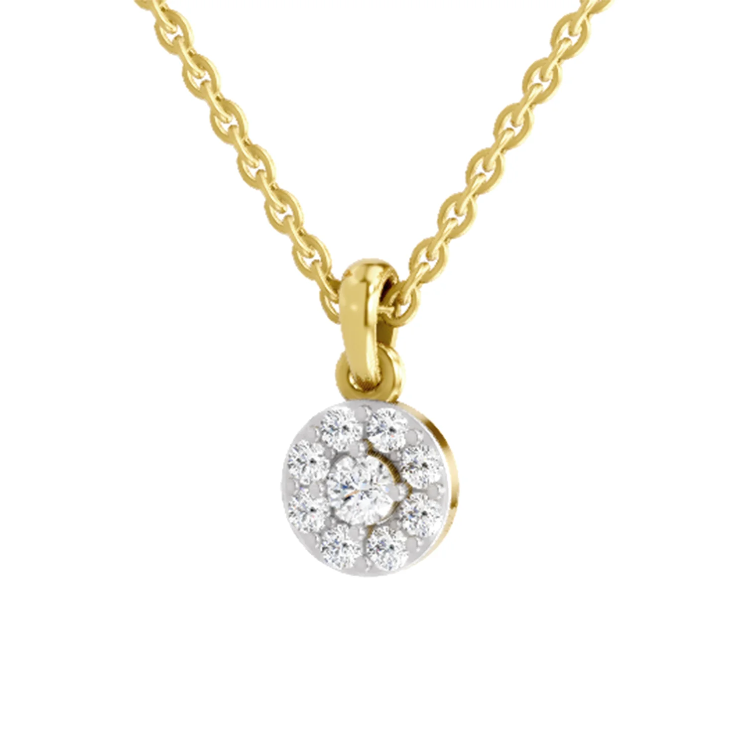 0.78 CT Round Cut EF VS/SI Lab Grown Diamond Cluster Pendant 925 Sterling Silver With Vermeil Gold ( Without Chain )