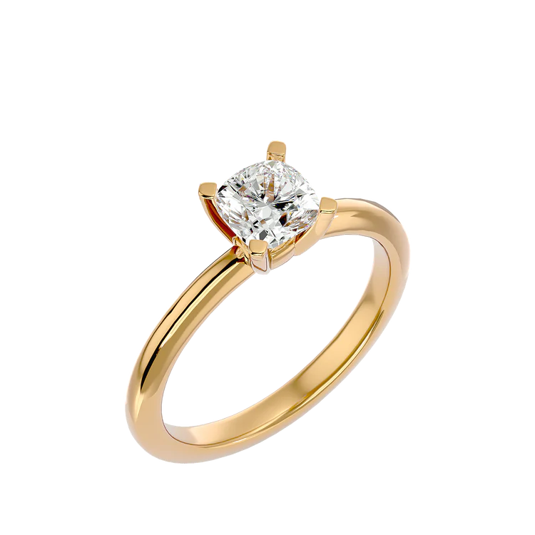 Certified 1.00 CT Cushion Cut EF VS/SI Lab Grown Diamond Anniversary Ring 925 Sterling Silver With Vermeil Gold