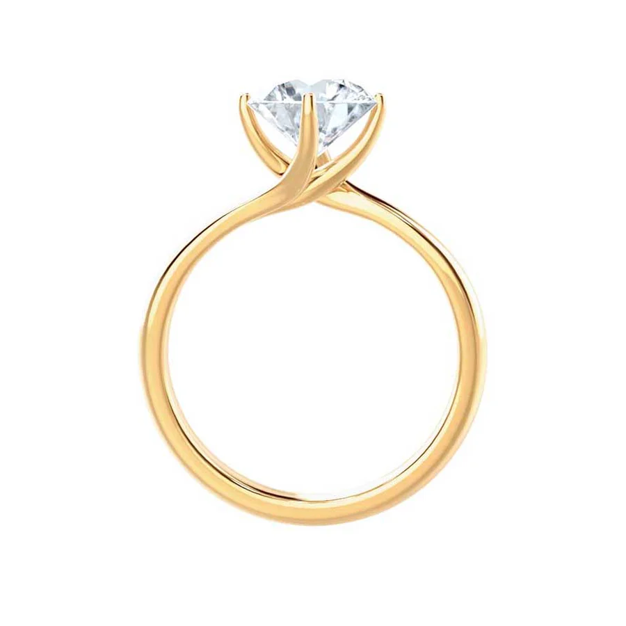 Certified 1.00 CT Round Cut EF VS/SI Lab Grown Diamond Engagement Ring 925 Sterling Silver With Vermeil Gold