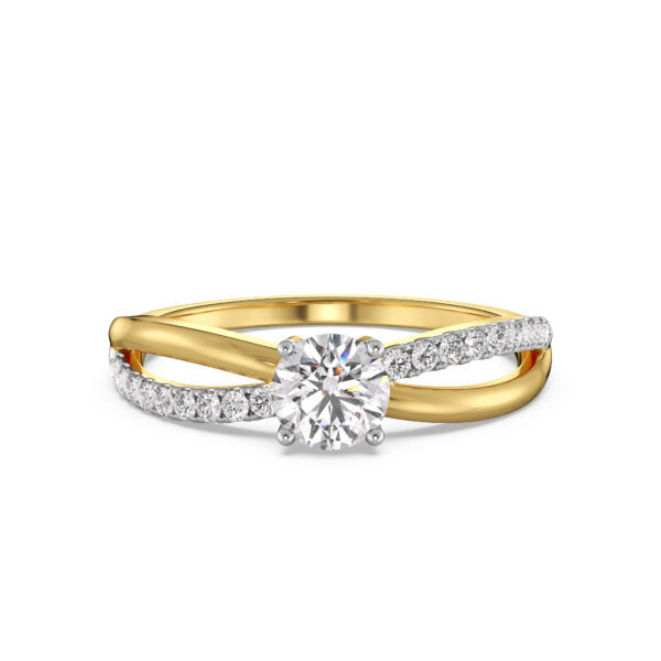 Certified 1.06 CT Round Cut EF VS/SI Lab Grown Diamond Engagement Ring 925 Sterling Silver With Vermeil Gold