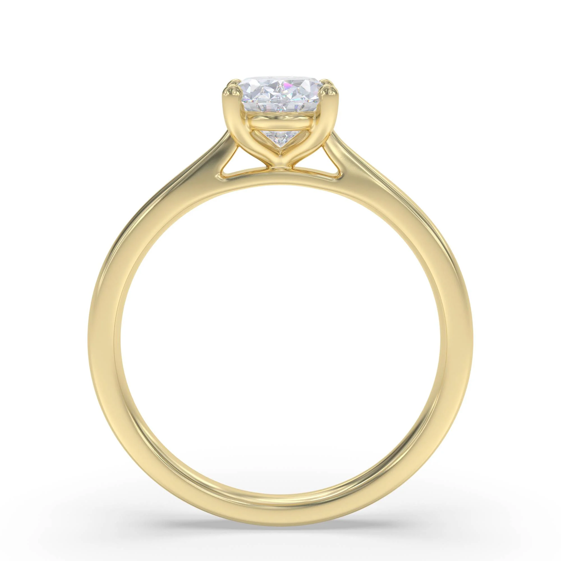 Certified 1.00 CT Oval Cut EF VS/SI Lab Created Diamond Nordic Gold Engagement Ring (Demi -Fine)