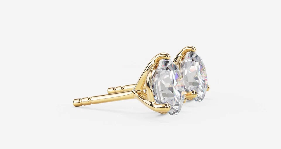 Women's Stud Earrings 1 CT Certified EF VS/SI Lab Grown Diamond 925 Sterling Silver With Vermeil Gold