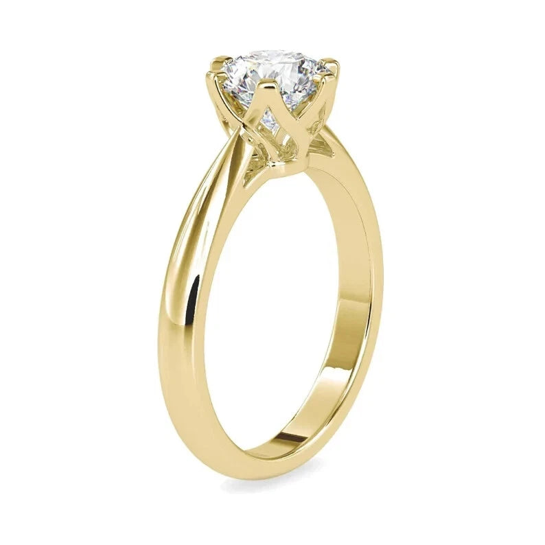 925 Sterling Silver 1 CT Certified VS/SI Lab Grown Diamond Women's Engagement Ring With Vermeil Gold