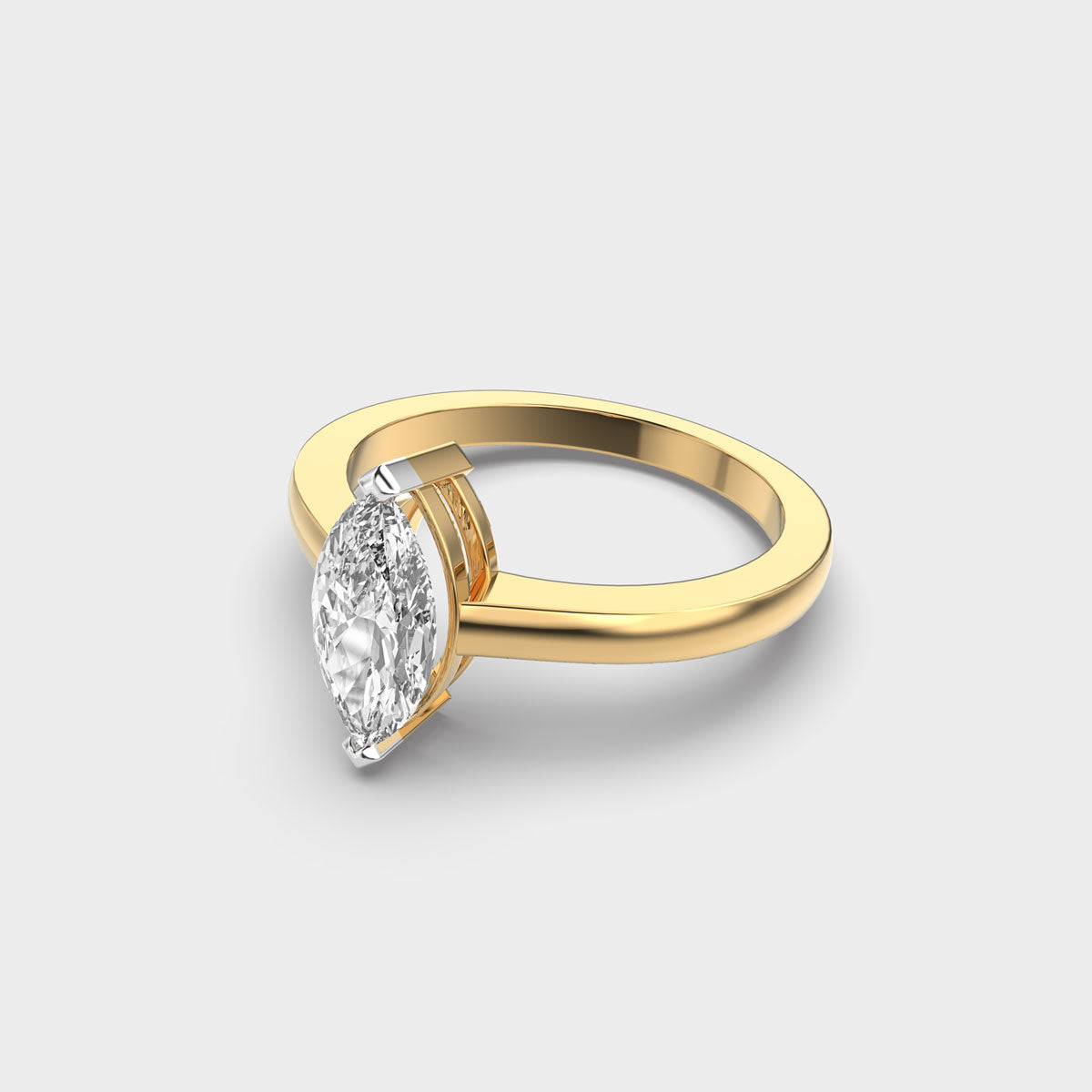 Certified 1.00 CT Marquise Cut EF VS/SI Lab Grown Diamond Engagement Ring 925 Sterling Silver With Vermeil Gold