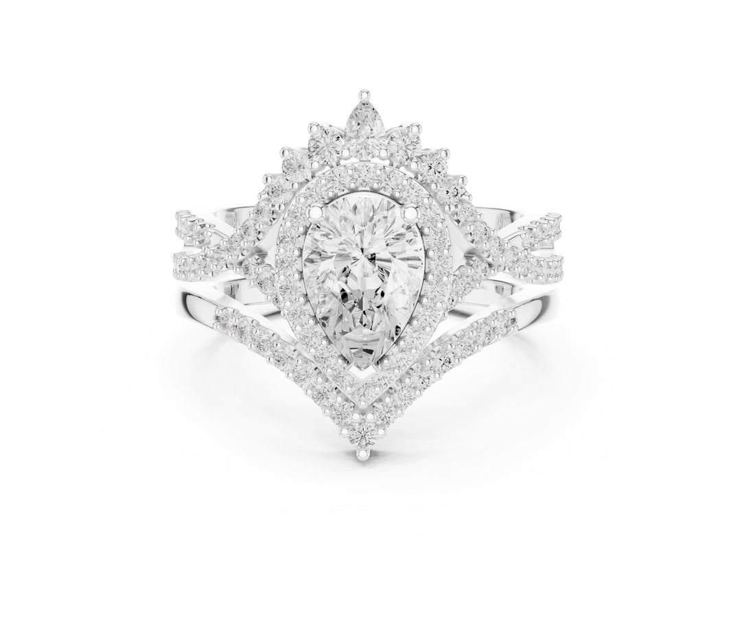 2.70CT Bridal Set Ring – EF VS/SI Lab-Created Diamond in 14K White Gold | Women's Engagement or Wedding