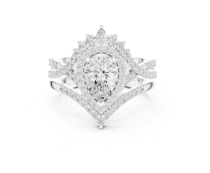 2.70CT Bridal Set Ring – EF VS/SI Lab-Created Diamond in 14K White Gold | Women's Engagement or Wedding