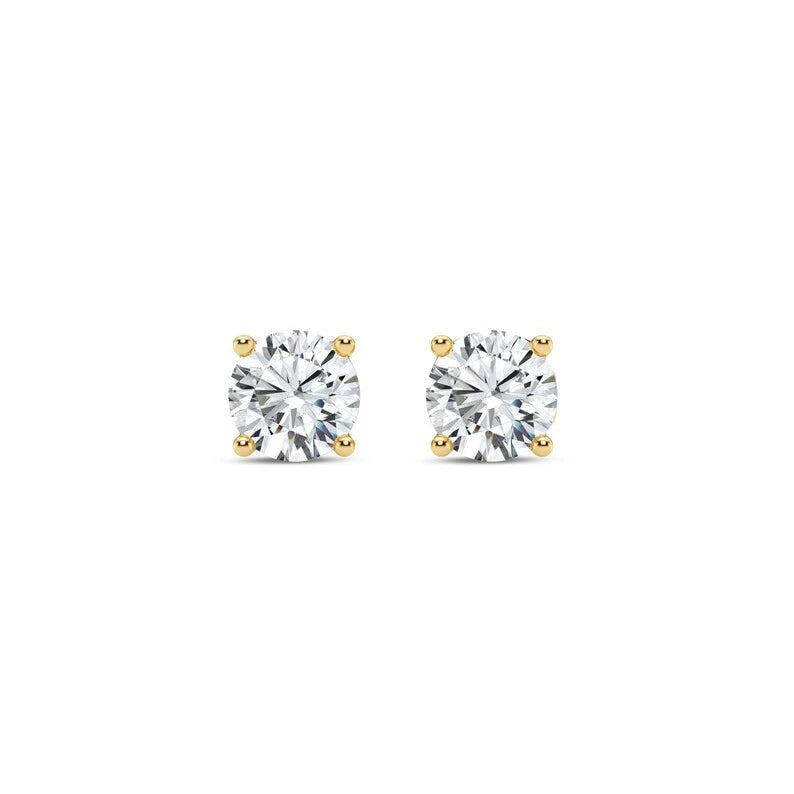 Certified 1 CT EF VS/SI Lab Grown Diamond Stud Earrings 925 Sterling Silver With Vermeil Gold