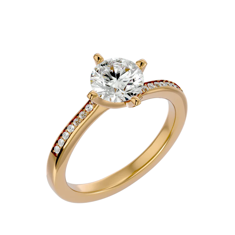 Certified 1.18 CT Round Cut EF VS/SI Lab Grown Diamond Delicate Engagement Ring 925 Sterling Silver With Vermeil Gold