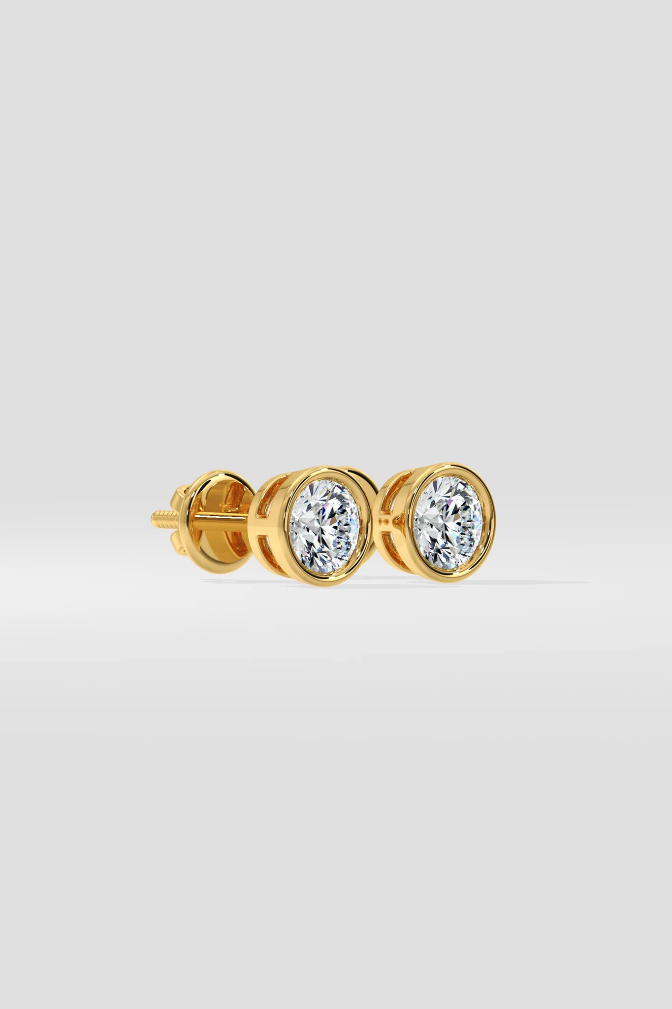 925 Sterling Silver With Vermeil Gold 0.50 CT Round Cut Certified VS/SI Lab Grown Diamond Bezel Set Stud Earrings