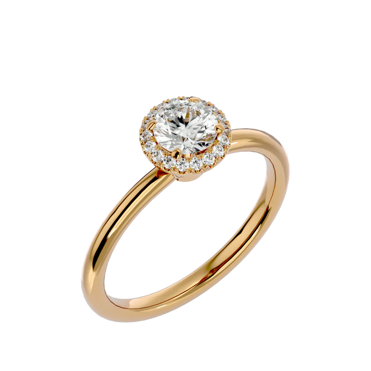 Certified 1.18 CT Round Cut EF VS/SI Lab Grown Diamond Prong Set Engagement Ring 925 Sterling Silver With Vermeil Gold