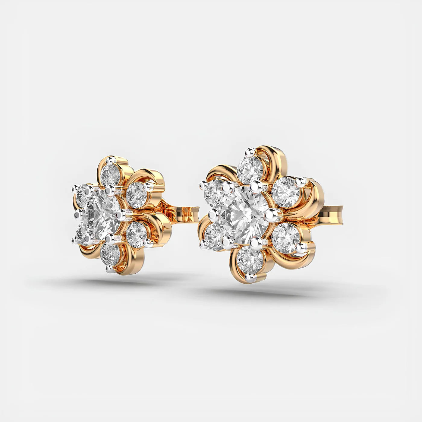 0.70 CT Round Cut Certified VS/SI Lab Grown Diamond Stud Earrings 925 Sterling Silver With Vermeil Gold