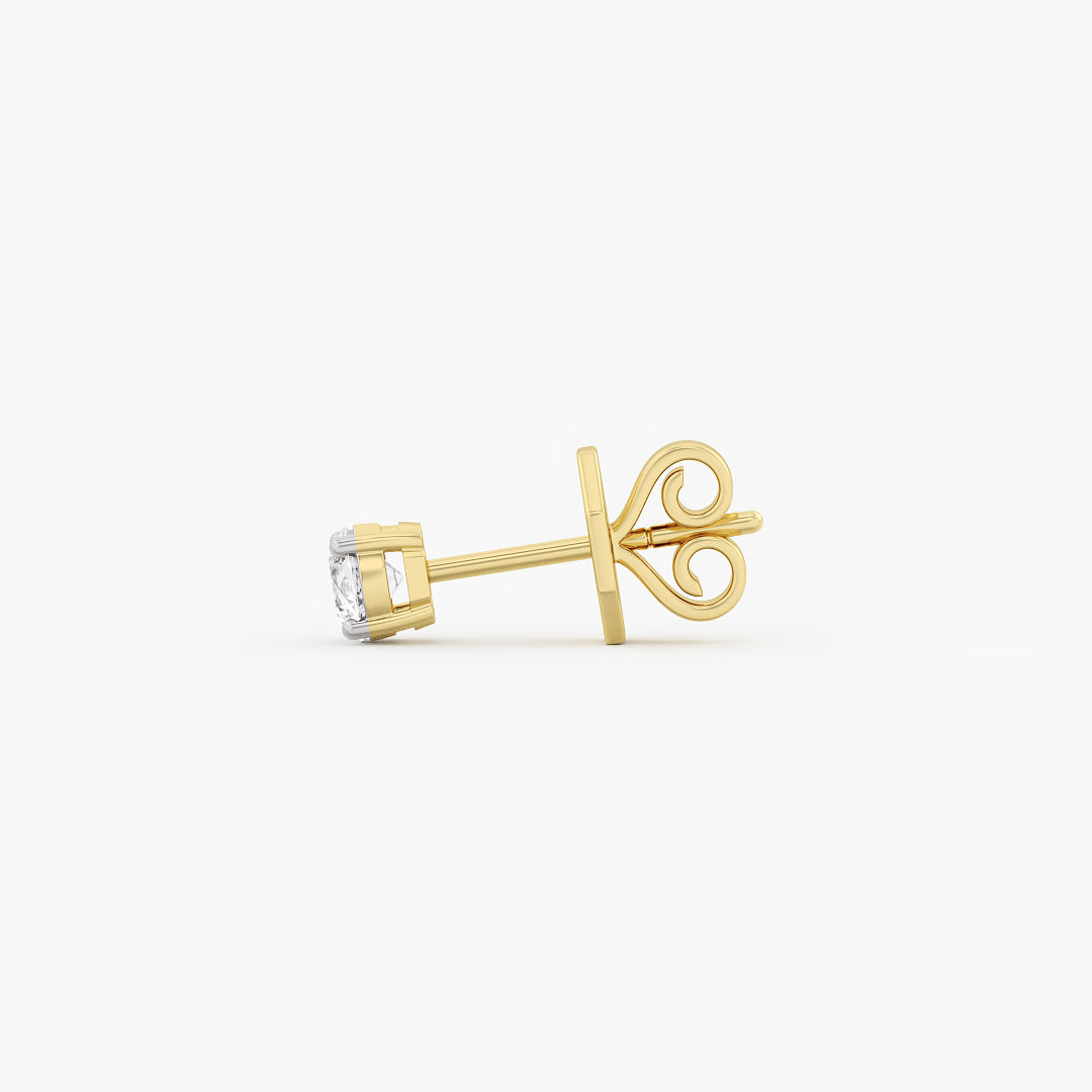 925 Sterling Silver With Vermeil Gold 0.50 CT Round Cut Certified VS/SI Lab Grown Diamond Stud Earrings