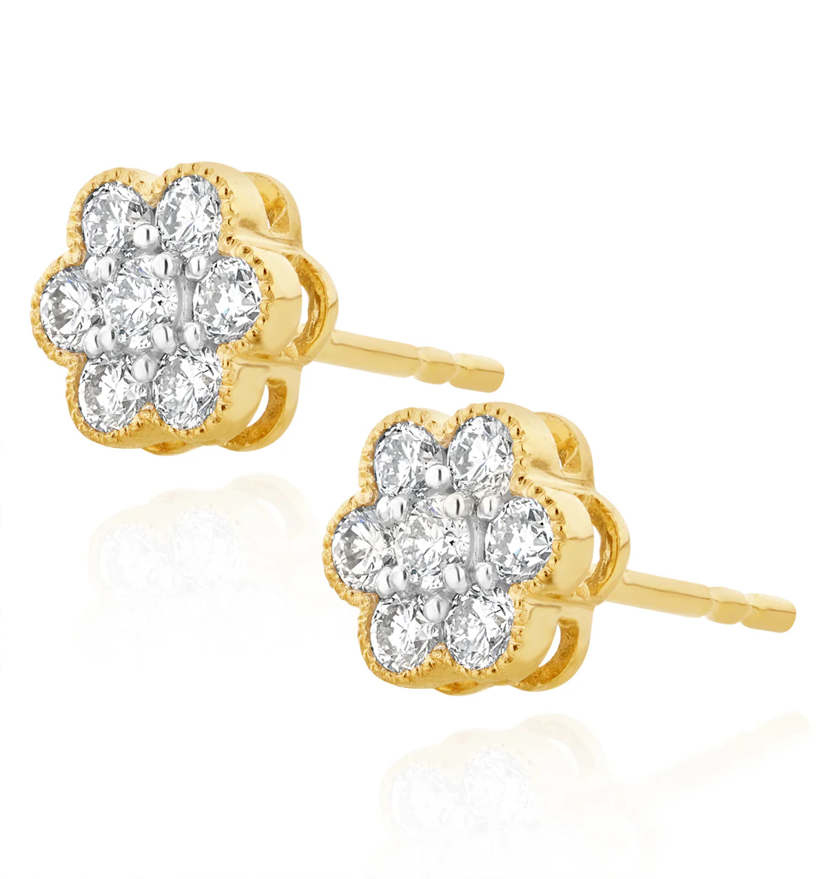 0.50 CT Round Cut Certified VS/SI Lab Grown Diamond Stud Earrings 925 Sterling Silver With Vermeil Gold