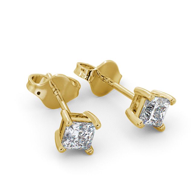 Certified 1 CT Princess Cut EF VS/SI Lab Grown Diamond Stud Women's Earrings 925 Sterling Silver With Vermeil Gold