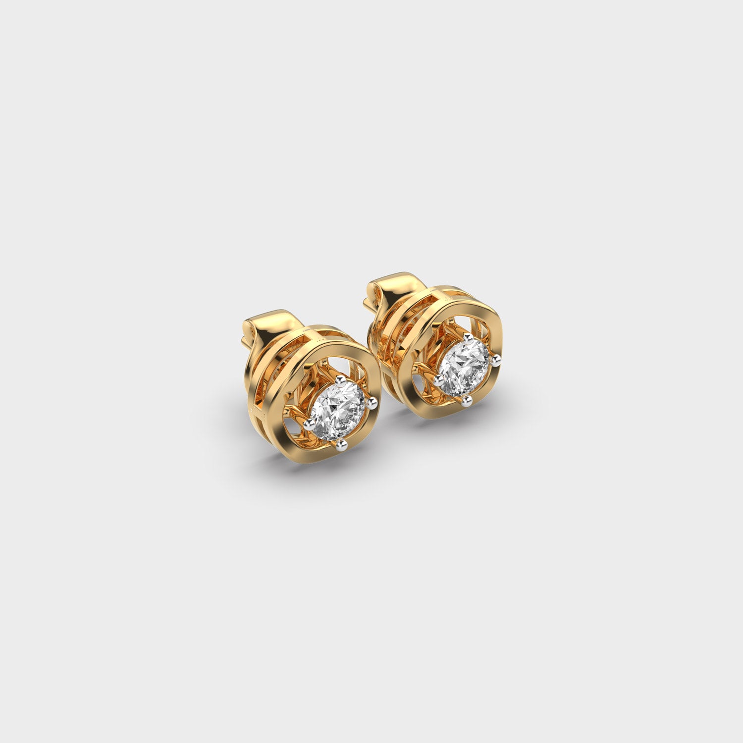 1.00 CT Round Cut Certified VS/SI Lab Grown Diamond Women's Stud Earrings 925 Sterling Silver With Vermeil Gold
