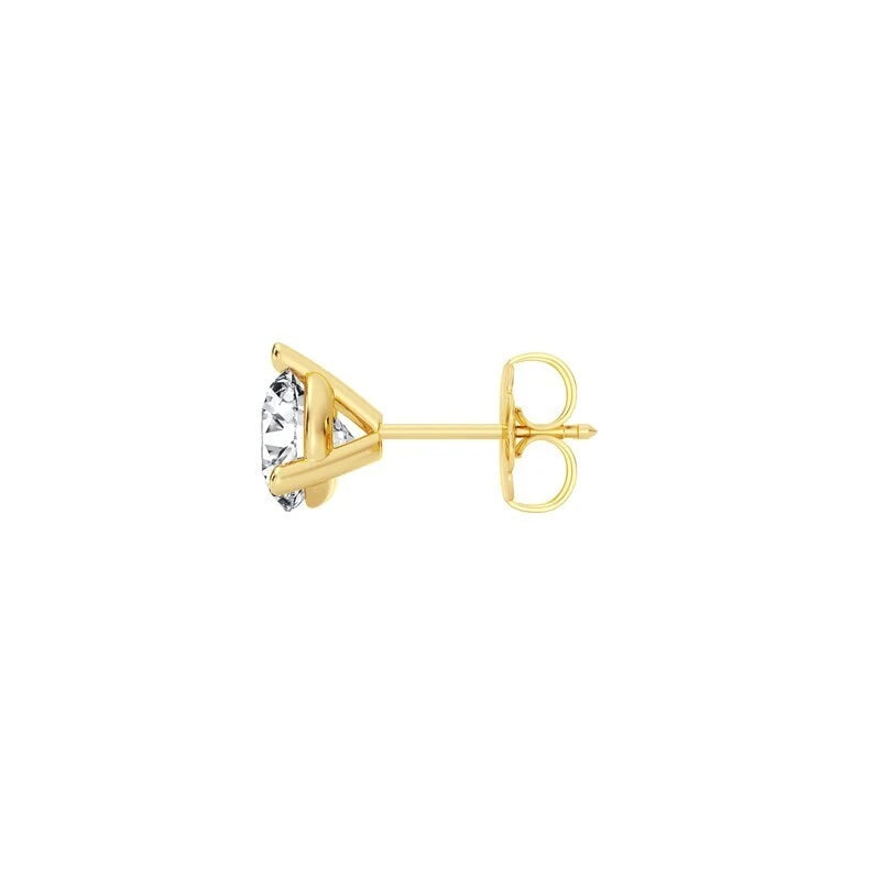 Round Cut Certified 1 CT EF VS/SI Lab Grown Diamond Stud Earrings 925 Sterling Silver With Vermeil Gold