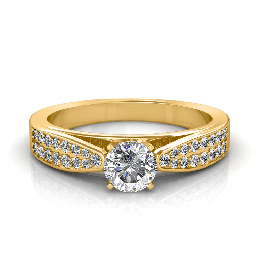 Certified 0.69 CT Round Cut EF VS/SI Lab Grown Diamond Engagement Ring 925 Sterling Silver With Vermeil Gold