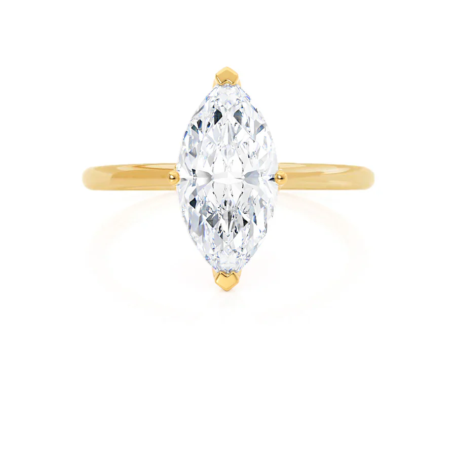 Certified 1.00 CT Marquise Cut EF VS/SI Lab Grown Diamond Anniversary Ring 925 Sterling Silver With Vermeil Gold
