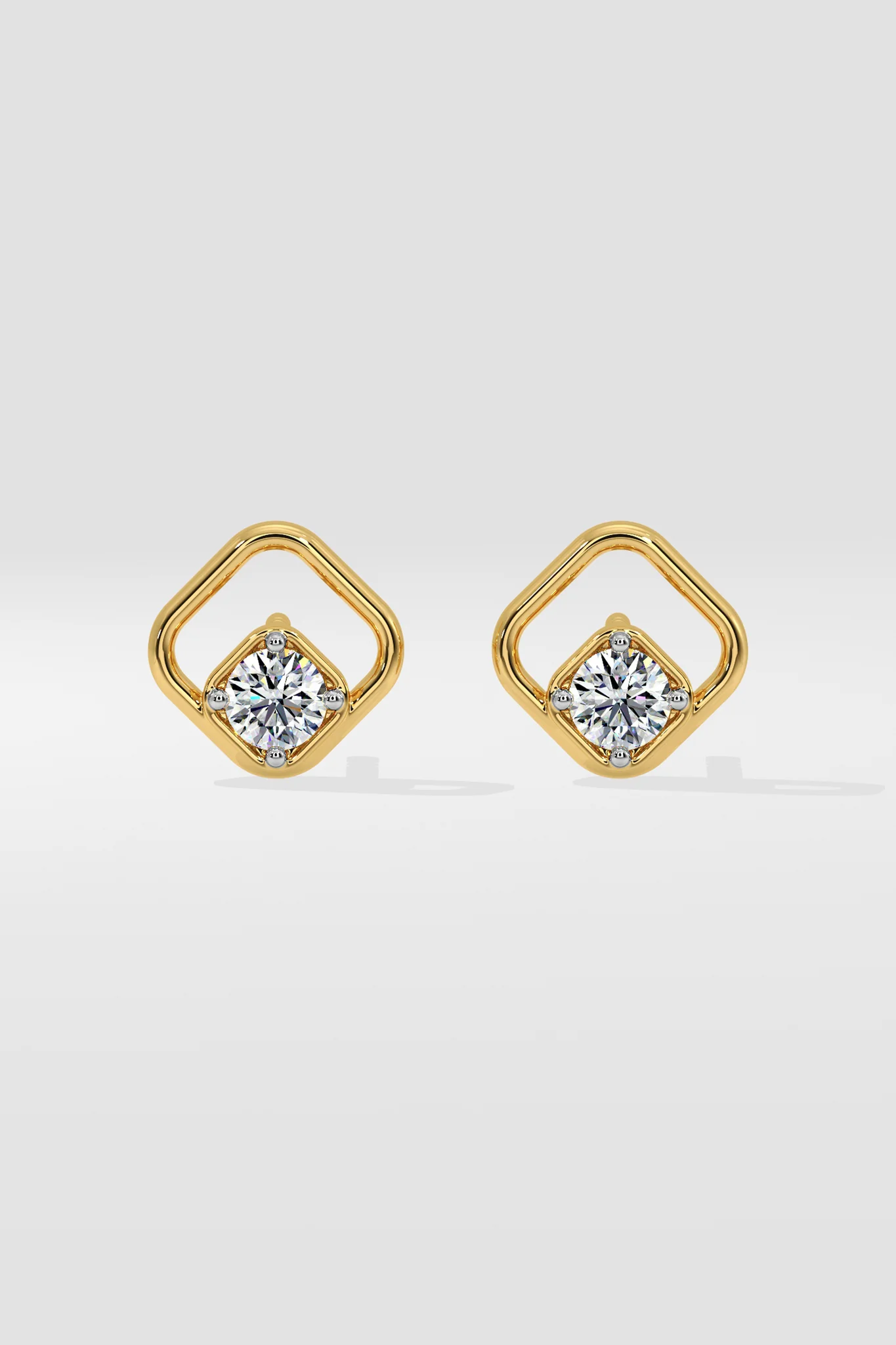 0.50 CT Round Cut Certified VS/SI Lab Grown Diamond Stud Earrings 925 Sterling Silver With Vermeil Gold