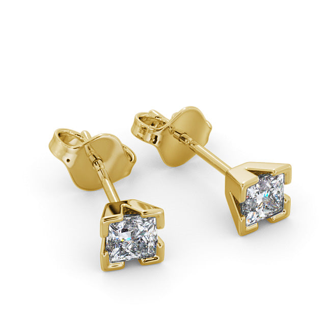 Certified 1.00 CT Princess Cut EF VS/SI Lab Grown Diamond Women's Stud Women's Earrings 925 Sterling Silver With Vermeil Gold