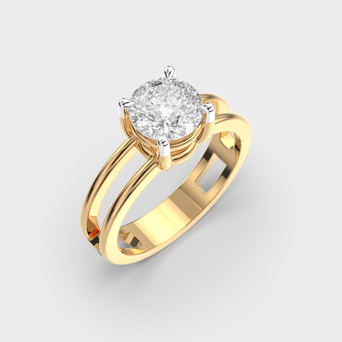 Certified 1.00 CT Round Cut EF VS/SI Lab Grown Diamond Women's Anniversary Ring 925 Sterling Silver With Vermeil Gold