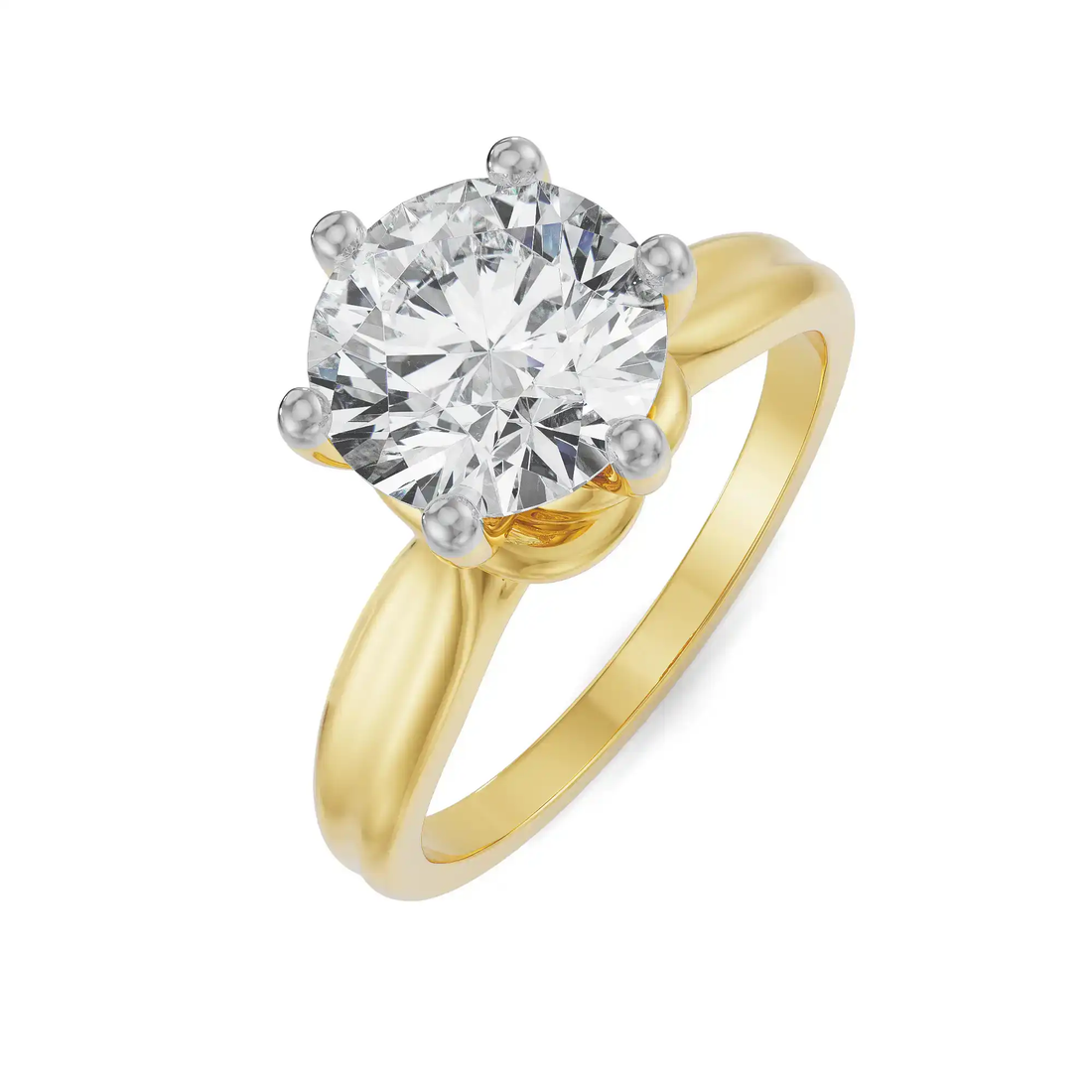 Nordic Gold Engagement Ring Certified 1.00 CT Round Cut EF VS/SI Lab Grown Diamond (Demi-Fine)