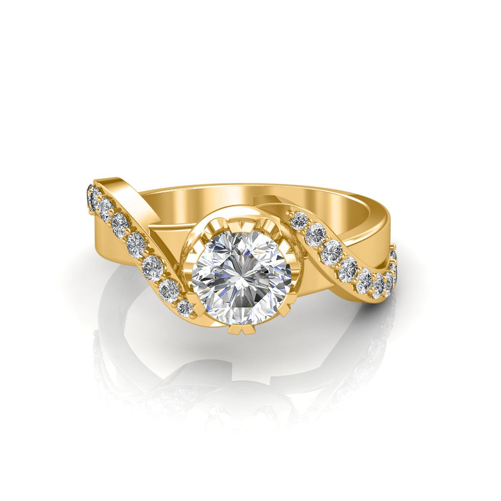 925 Sterling Silver With Vermeil Gold Certified 0.68 CT Round Cut EF VS/SI Lab Grown Diamond Engagement Ring