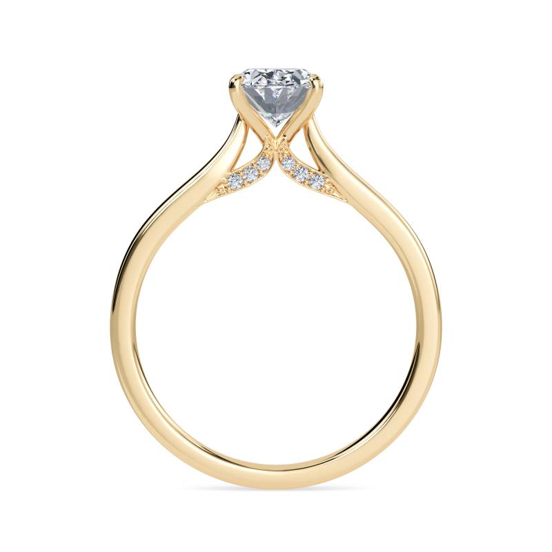 Certified 1.12 CT Oval Cut EF VS/SI Lab Grown Diamond 925 Sterling Silver With Vermeil Gold Engagement Ring