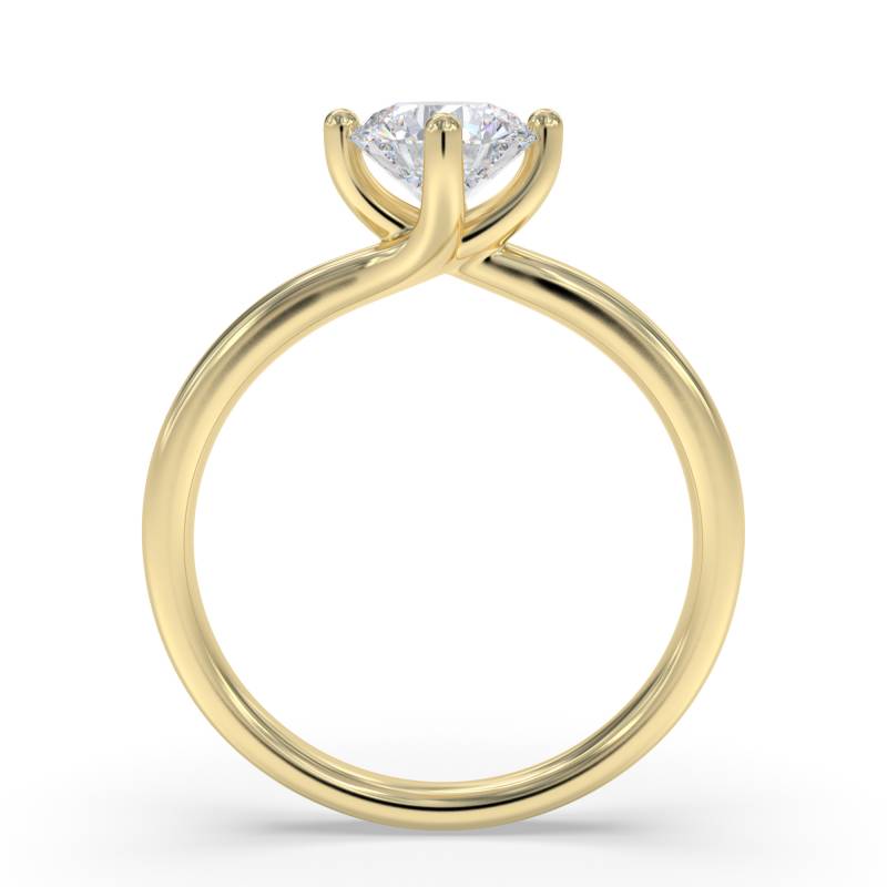 Certified 1.00 CT Round Cut EF VS/SI Lab Grown Diamond 4-Prong Engagement Ring 925 Sterling Silver With Vermeil Gold