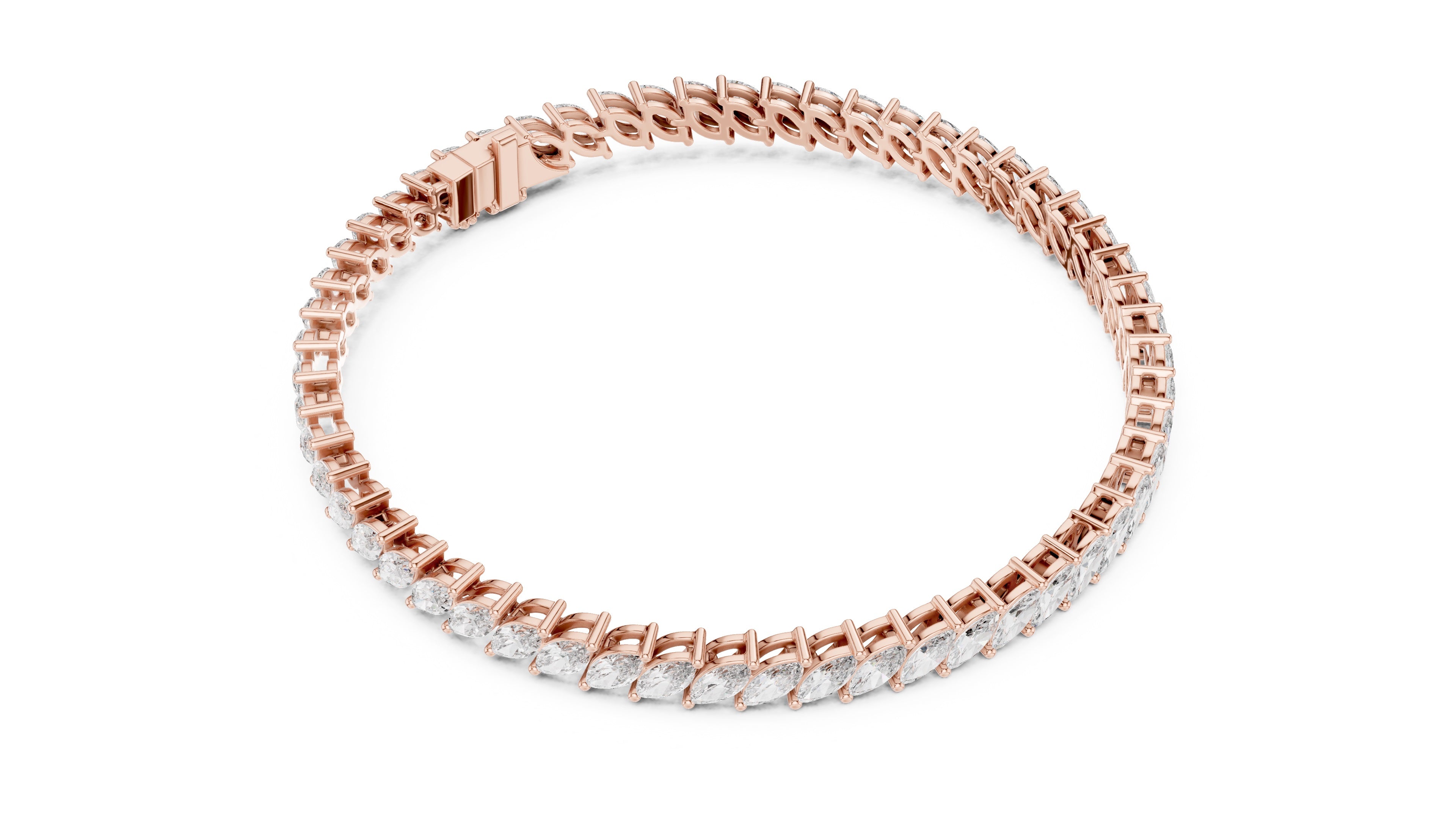 8.4 CT EF VS/SI Lab Grown Certified Marquise Cut Diamond Tennis Wedding Bracelet For Women's 14K Rose Gold