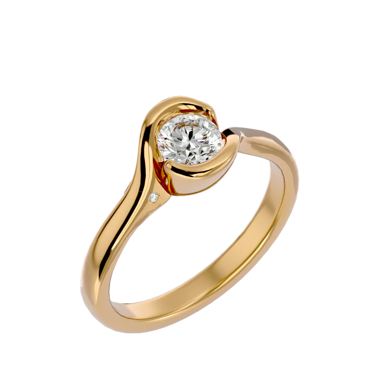 Certified 1.02 CT Round Cut EF VS/SI Lab Grown Diamond Bezel Set Engagement Ring 925 Sterling Silver With Vermeil Gold