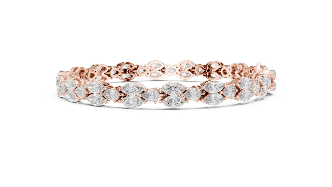 Marquise/Pear Cut Lab Grown Certified Diamond EF VS/SI Tennis Wedding Bracelet For Women's 14K Rose Gold