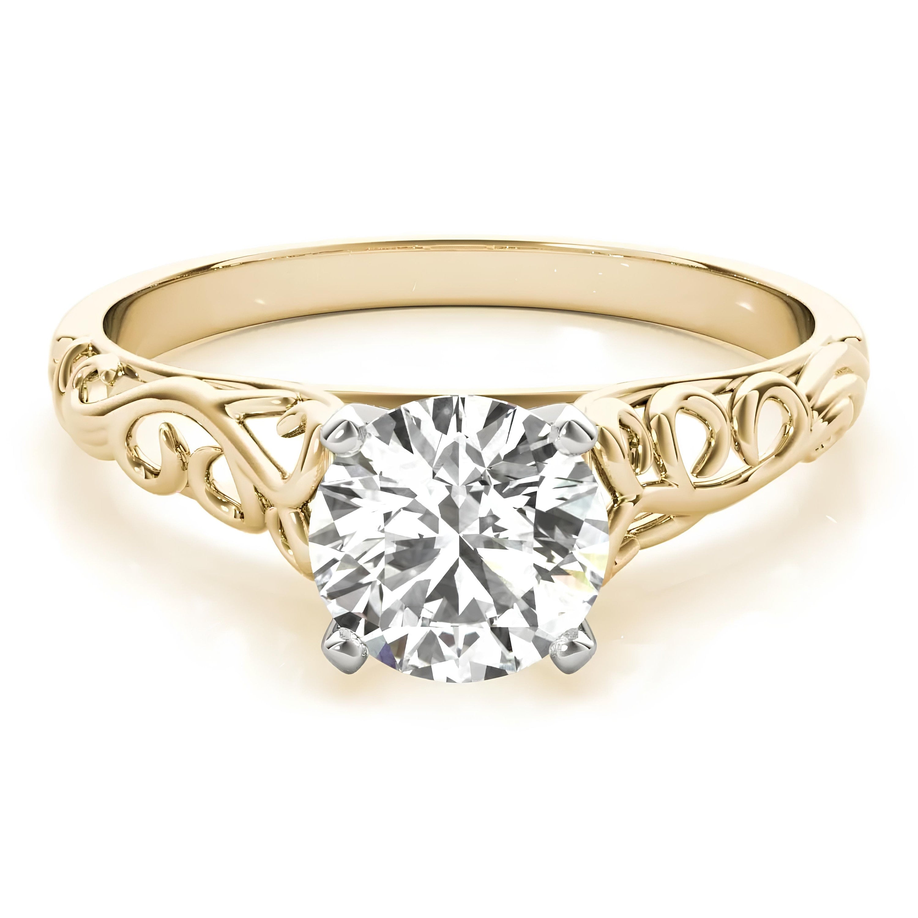 Margaret Vintage Engagement Ring – IGI Certified 0.25–2.00 CT VS/SI Lab-Grown Diamond Solitaire | 14K Real Gold Wedding Ring