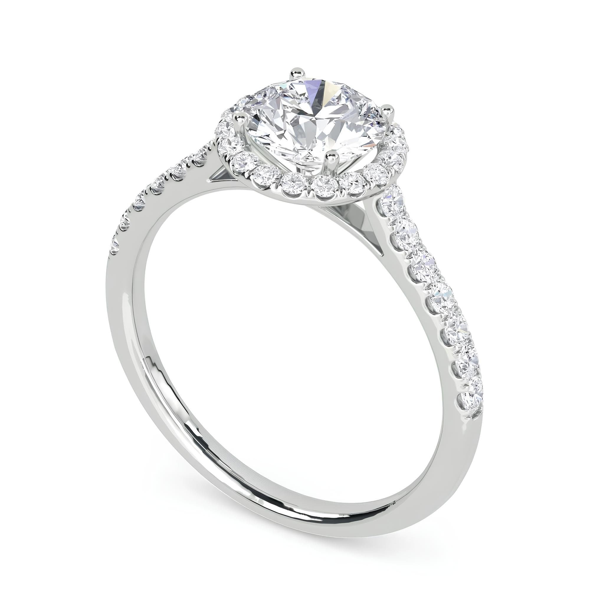 1.00 CT Round Lab-Grown Diamond Halo Engagement Ring EF VS/SI Certified Diamond in 14K Gold