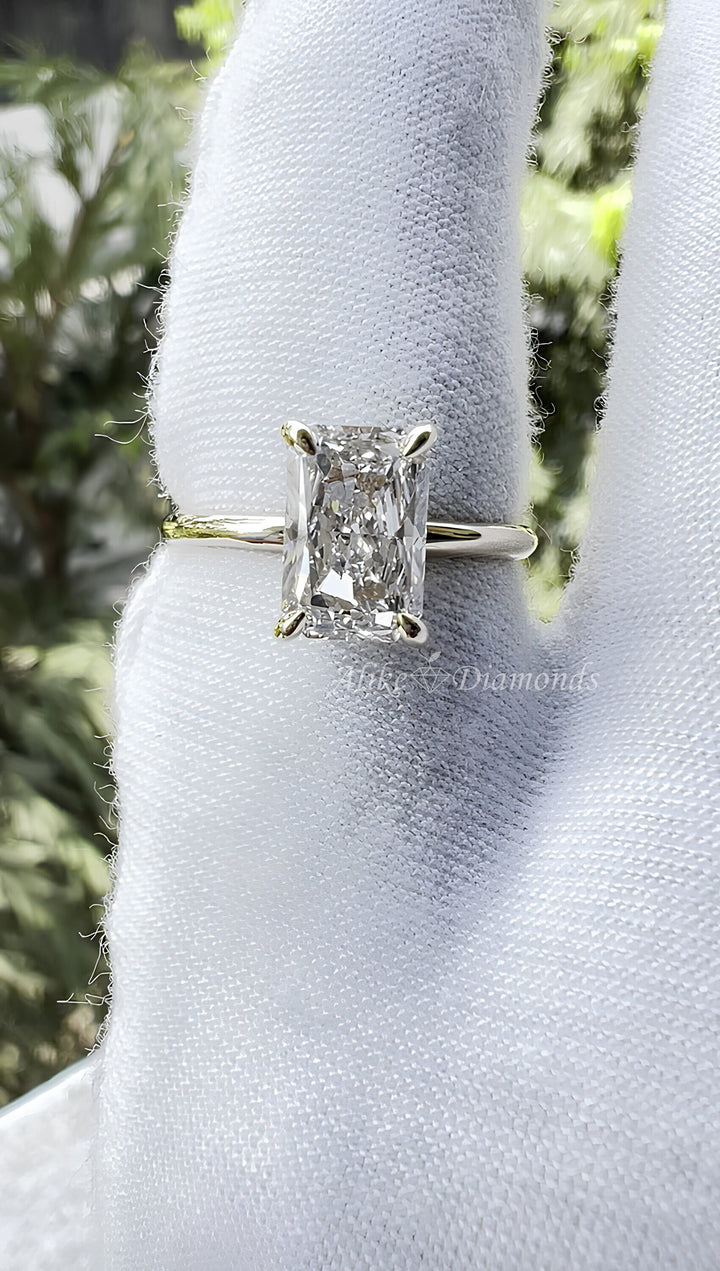 1.85 Ct GH/SI Lab Grown Radiant Cut Diamond Solitaire Engagement Ring, Certified Lab Grown Diamond 14K Yellow Gold Wedding Ring, Size 7