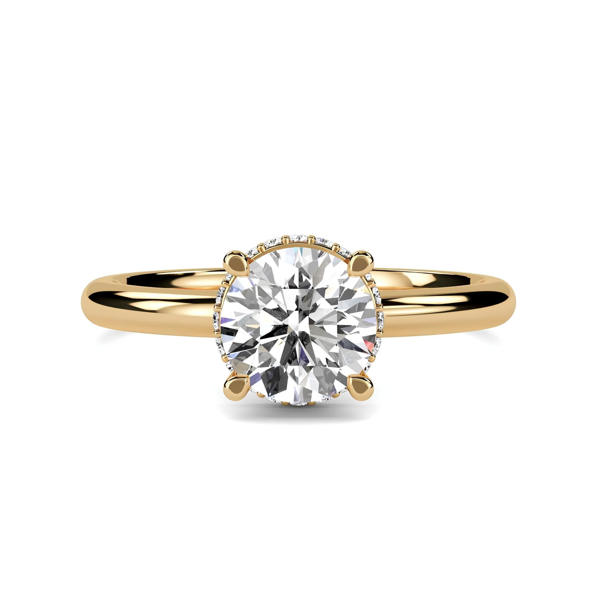 Vintage-inspired Hidden Halo 1.50 Carat Lab Grown Diamond Engagement Ring/ Wedding Band in 14K Solid Gold - Perfect for Promises and Forever
