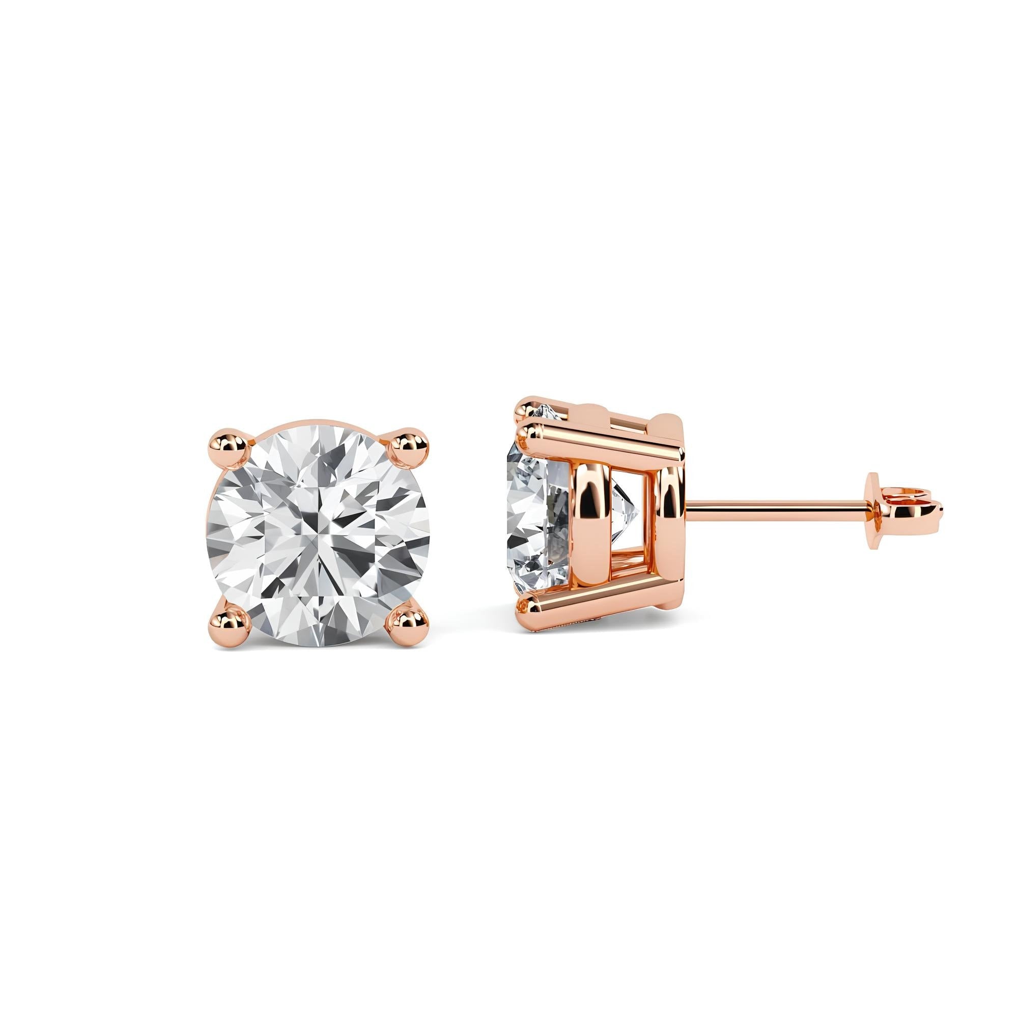 1.00 Carat EF VS/SI Lab Grown Diamond Stud Earrings Exquisite Push Back Design in 14K Gold