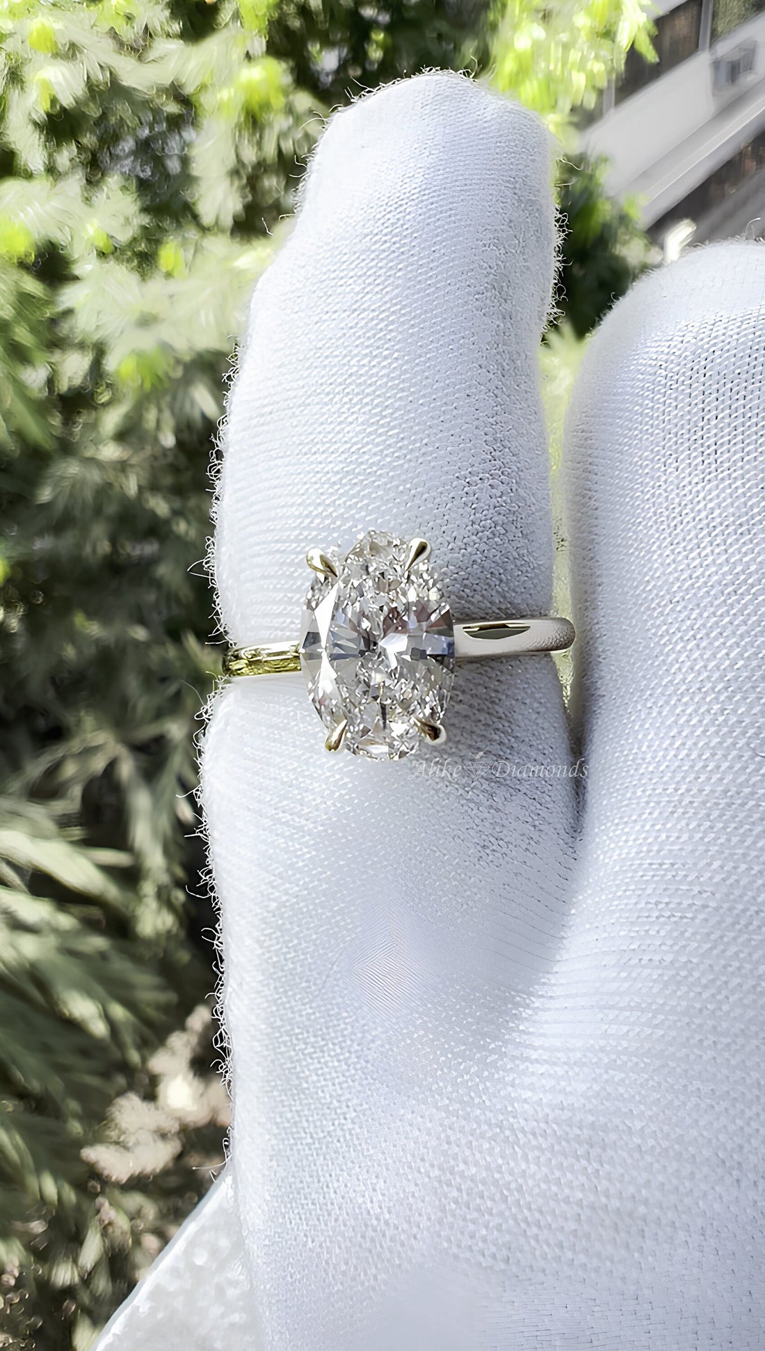 Solitaire Engagement Ring, 2.06 Ct Oval Cut Lab Grown Diamond Ring, Certified GH/SI Diamond 14K Yellow Gold Wedding Ring, Size 7