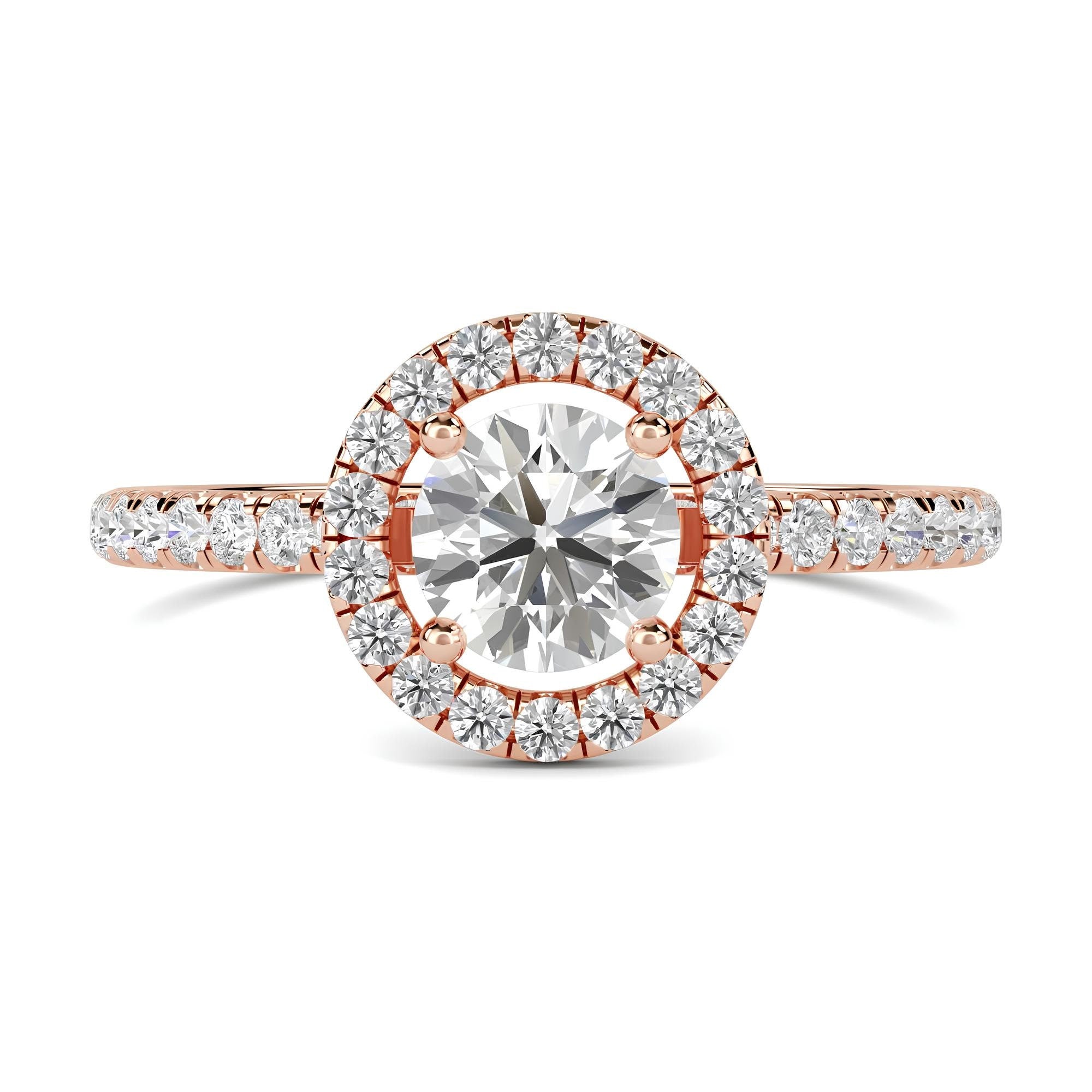 Elegant 1.00 CT Lab-Grown Diamond Halo Engagement Ring – IGI Certified EF VS/SI Round Diamond in 14K Gold