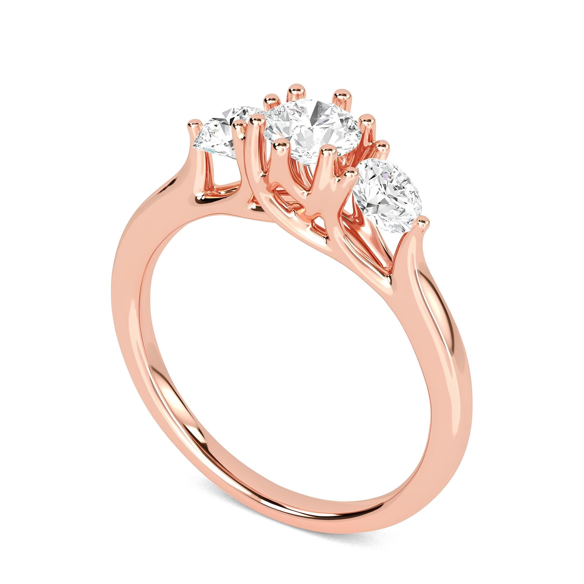 Sparkling Love: Three-Stone Lab-Grown Diamond Engagement Ring in VS/SI – Perfect Promise or Wedding Ring in 14K Gold